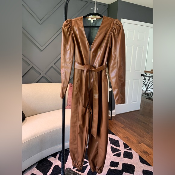 Culpos x INC  small faux leather brown jumpsuit - Picture 2 of 2